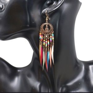 🆕Bohemian Feather Fringe Earrings